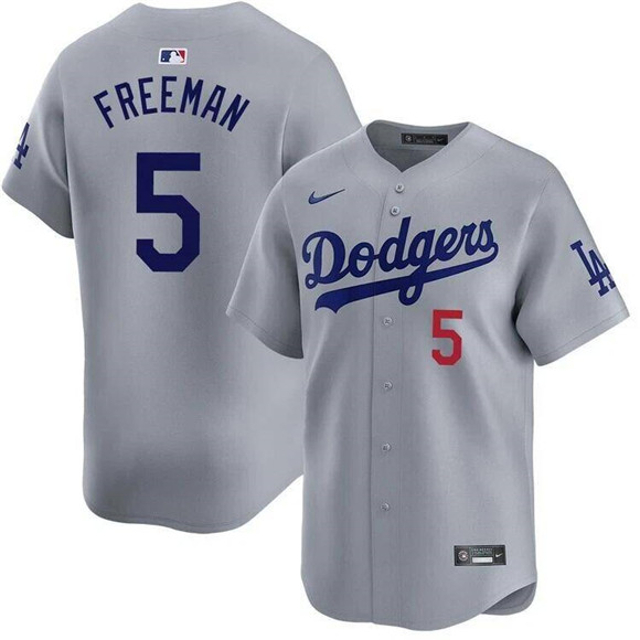 Men's Gray Los Angeles Dodgers #5 Freddie Freeman 2025 Limited Stitched Baseball Jersey